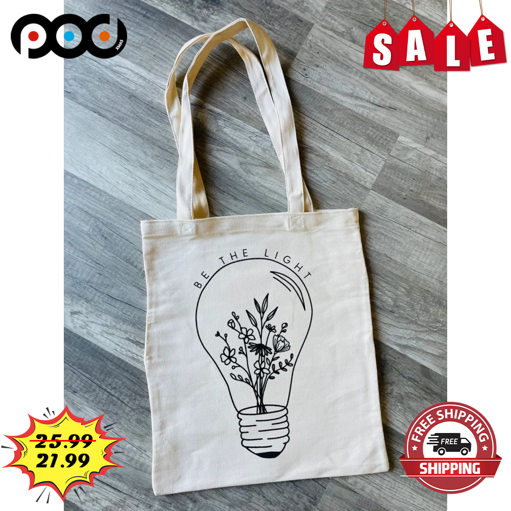 Be The Light Wildflower Retro Vintage Canvas Tote Bag
