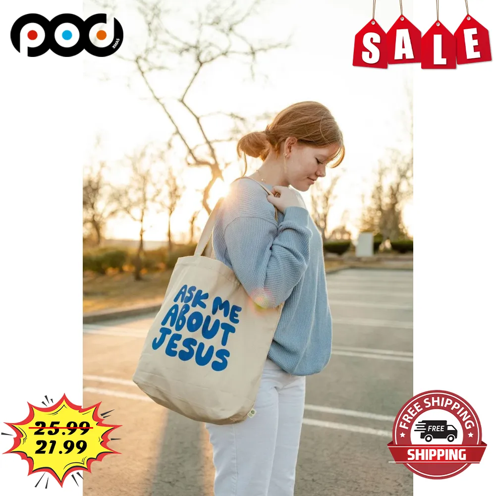 Christian Ask Me About Jesus Vintage Tote Bag
