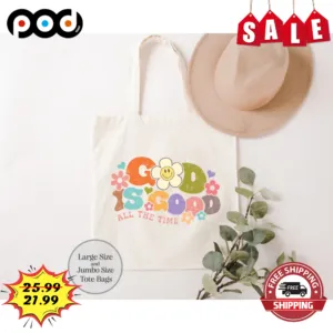 Christian God Is Good All The Time Flower Smile Vintage Retro Tote Bag