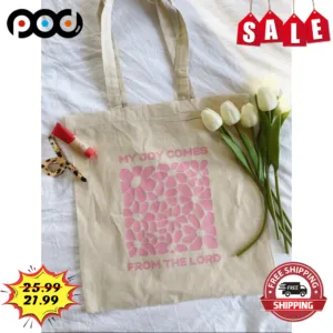 Flower My Joy Comes From The Lord Vintage Retro Tote Bag