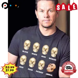 Skull Human Black White Man Woman Rich Poor Patriot Liberal Shirt