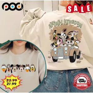 Two Side Animal Kingdom Mickey Mouse And Friends Retro Vintage Shirt