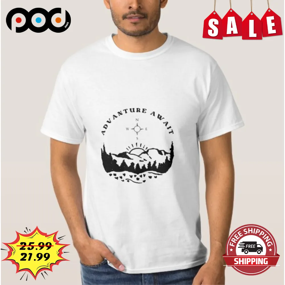 Advanture Await Mountain Sunset Vintage Shirt