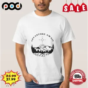 Advanture Await Mountain Sunset Vintage Shirt