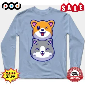 Dog And Cat Cute Cartoon Vintage Shirt