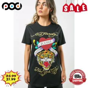 Ed Hardy Love Runs Wild New York City Tiger Heart Vintage Shirt