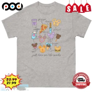 Disney Just Here For The Snacks Mickey Mouse Icons Funny Retro Vintage 2023 Shirt