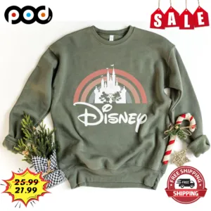 Mickey Mouse And Minnie Mouse Shadow Disney Rainbow Retro Vintage 2023 Shirt