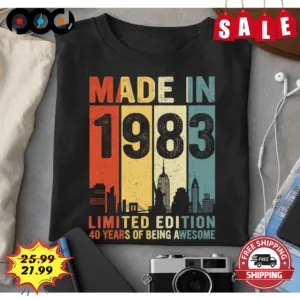 Made In 1983 Limited Edition 40 Years Of Being Awesome Vintage Retro Shirt