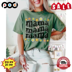 Mama Mama Mama Flower Nature Butterfly Vintage Retro 2023 Mother's Day Shirt