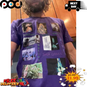 Blaze Frostly Ass Purple Munchees Nugs Vape Life Aliens Sativa Stick Glass Trippy Vintage Shirt