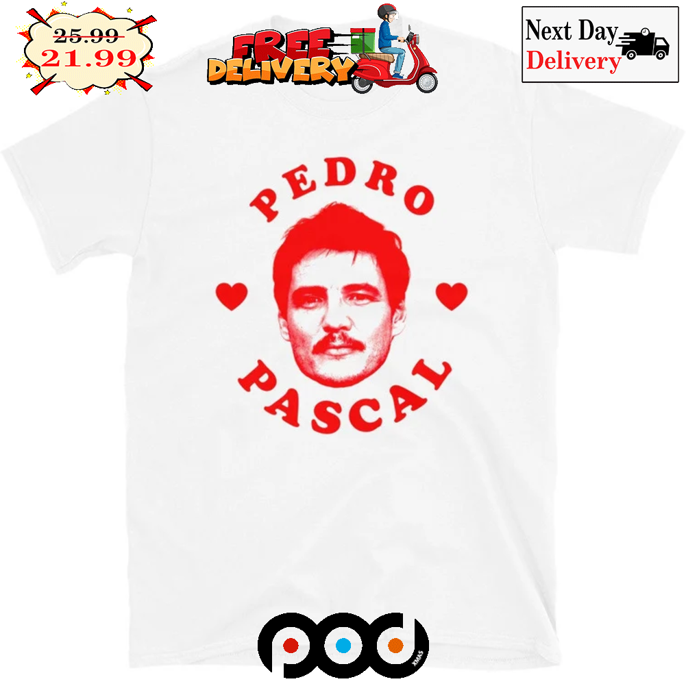 I Love Pedro Pascal Face Heart Shirt