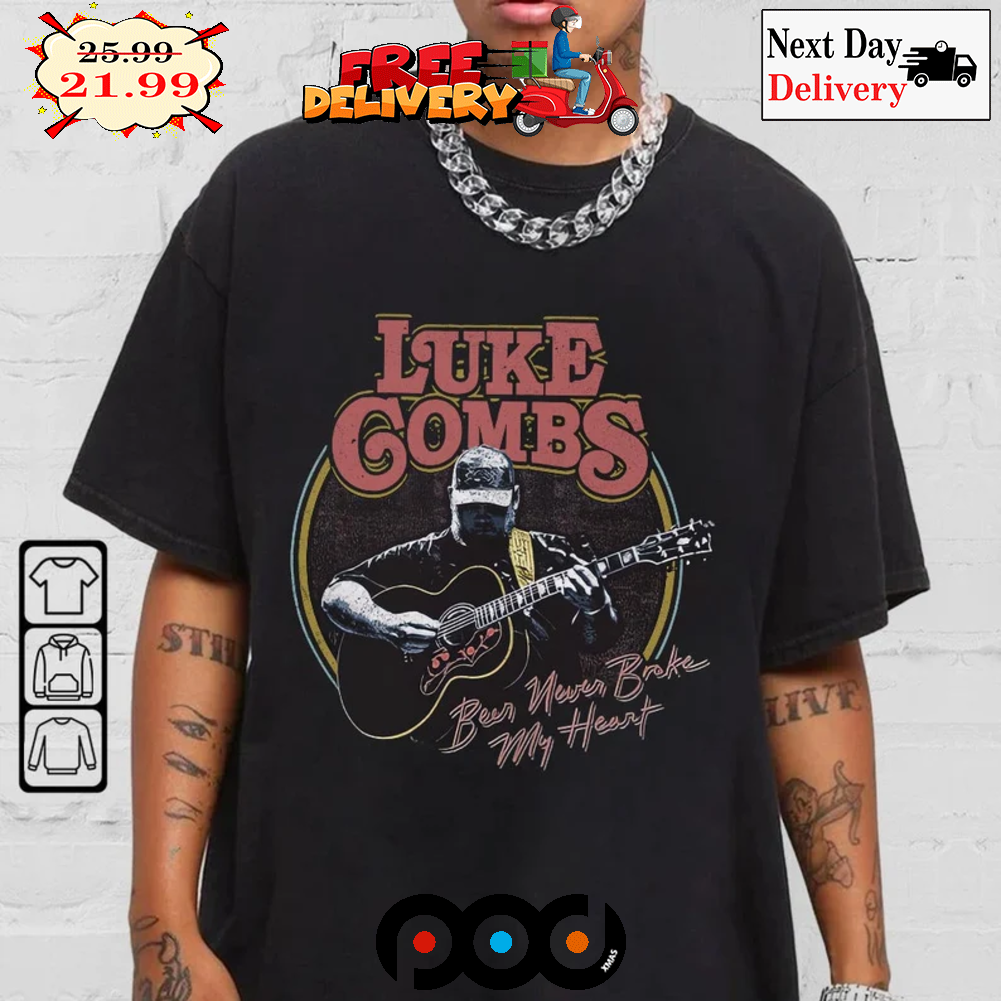 Luke Combs Beer Never Broke My Heart Play Guitar Vintage Retro Shirt