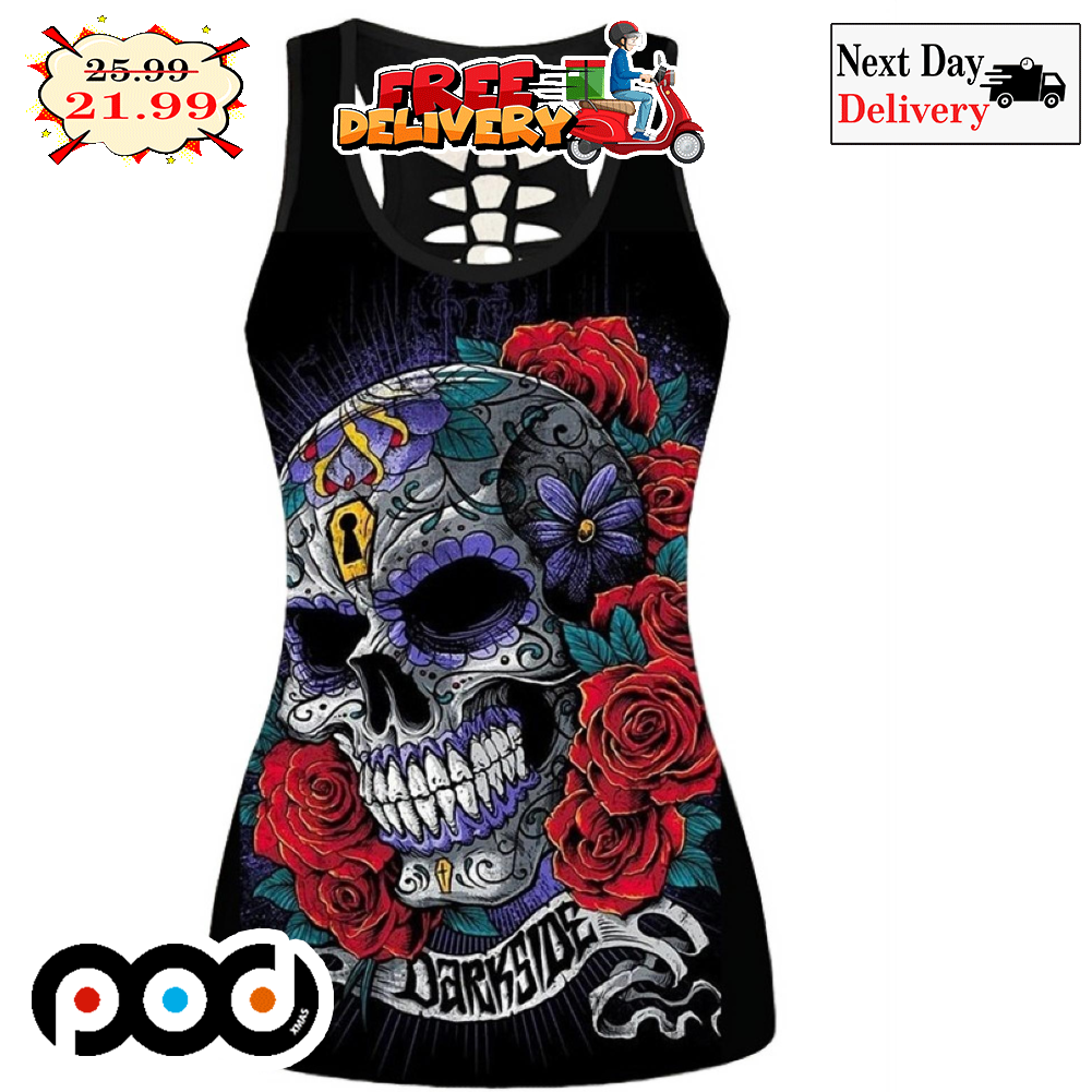 Skull Art Rose Darkside Graphic Colorful Women's Tank Top Strappy Printing Full Summer