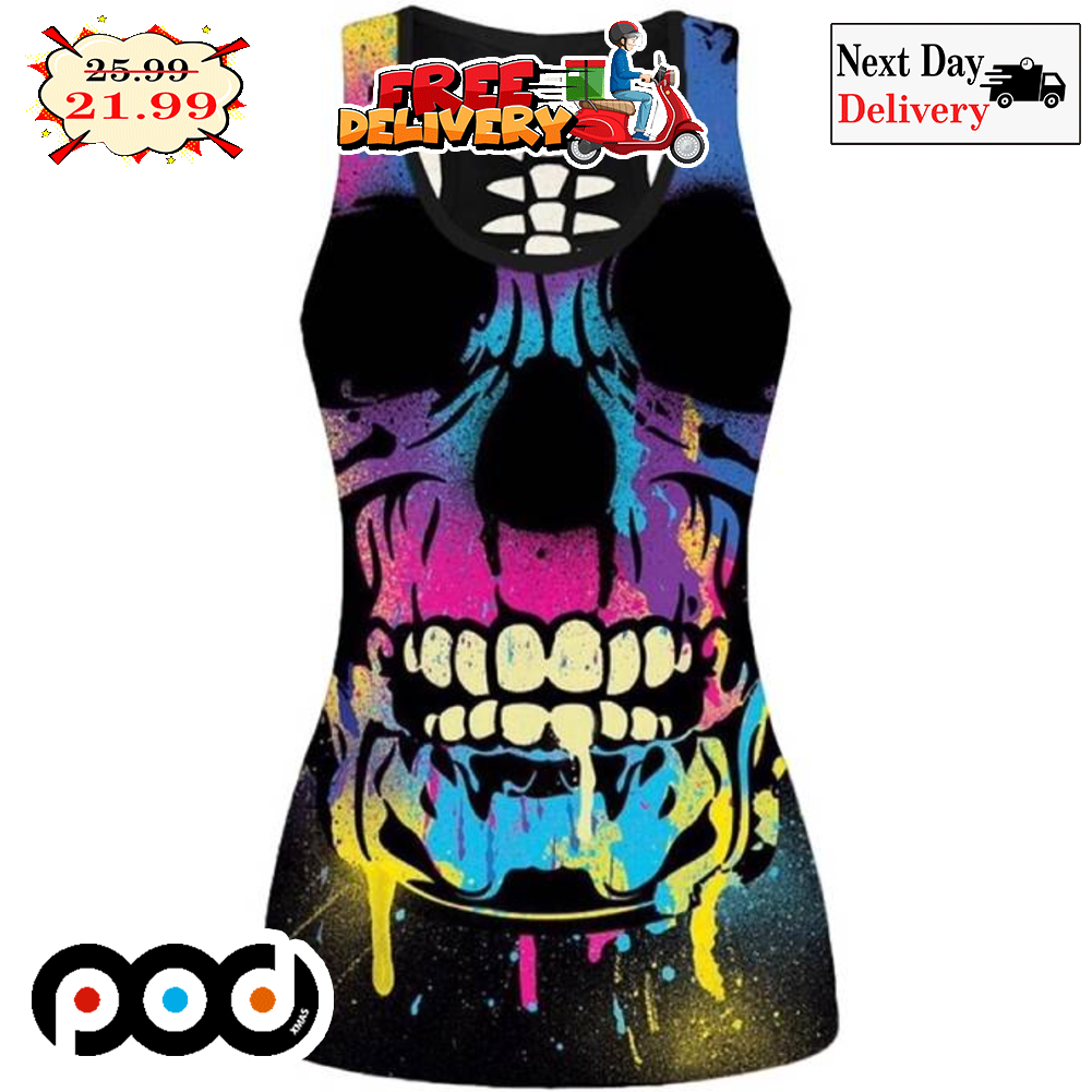 Skull Graphic Print Art Vintage Tank Top Strappy Full Printing