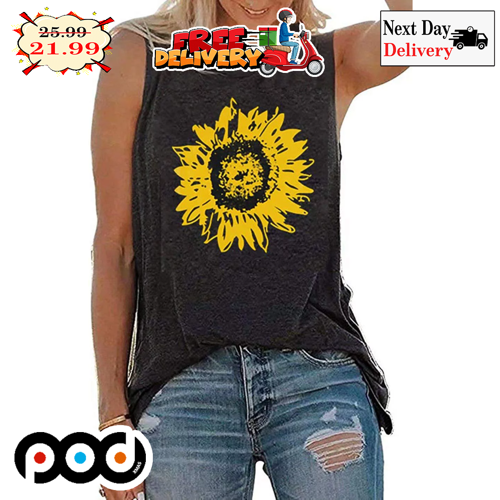 Sunflower Women's Tank Top Summer Strappy Full Printing Vintage