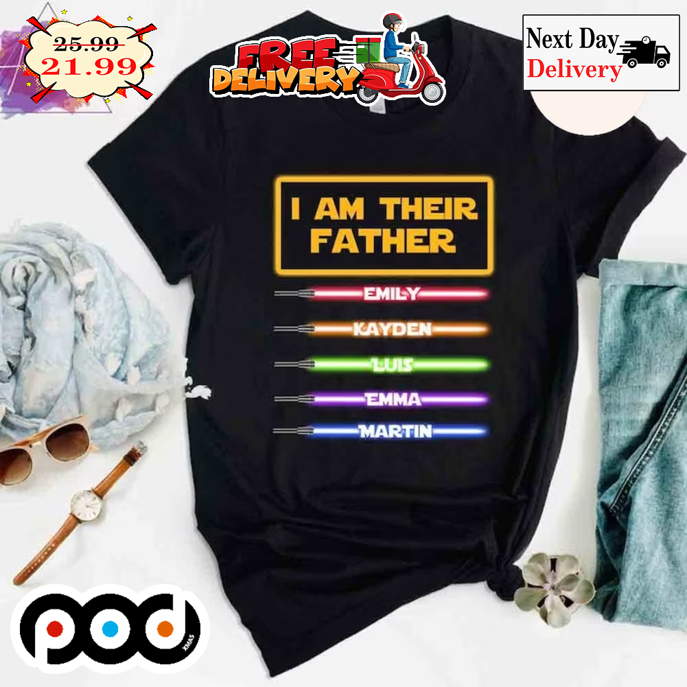 Lightsaber Custom Name I Am Their Father Star Wars Vintage 2023 Shirt