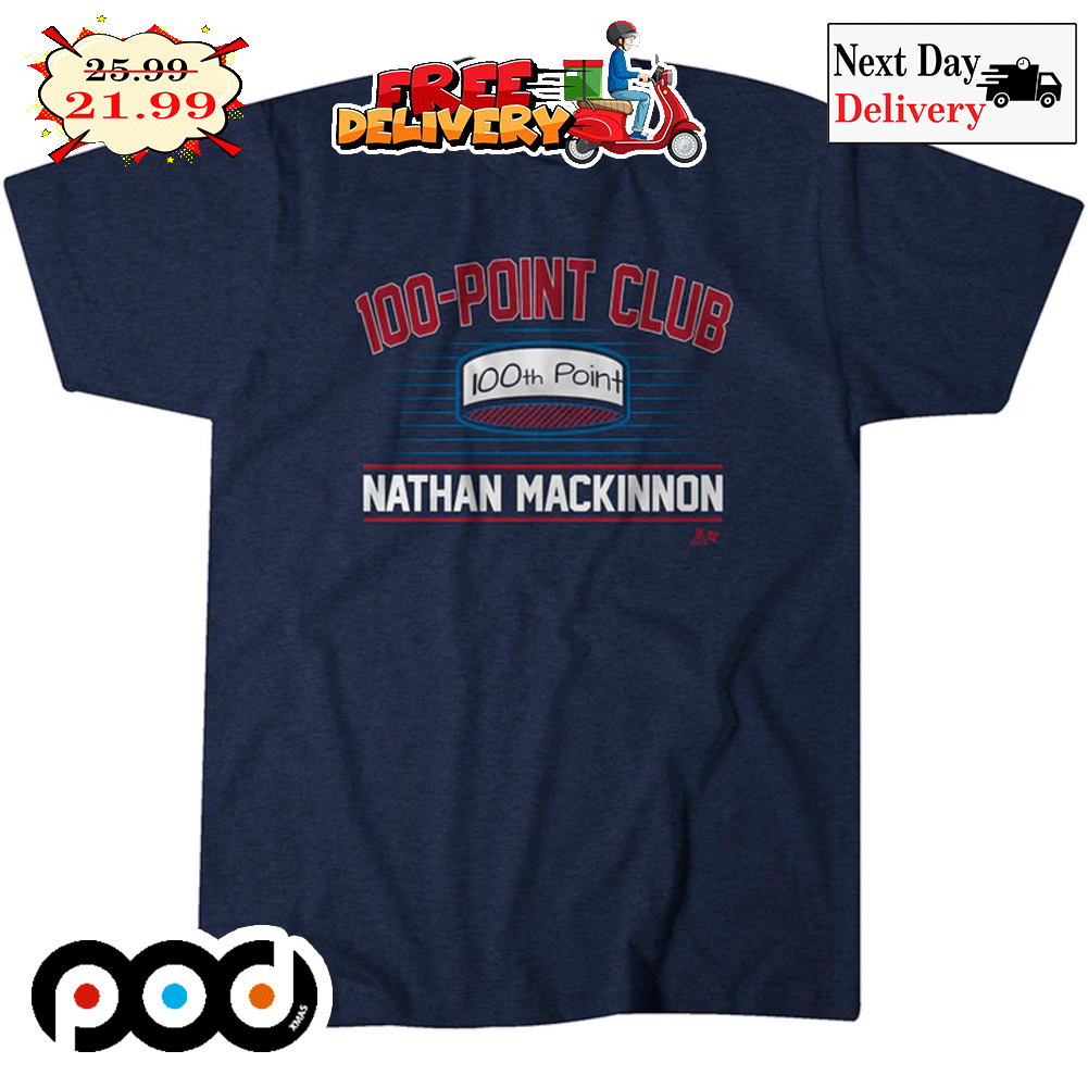 Nathan MacKinnon 100 Point Club Nathan Mackinnon Colorado Avalanche NHL Player Shirt