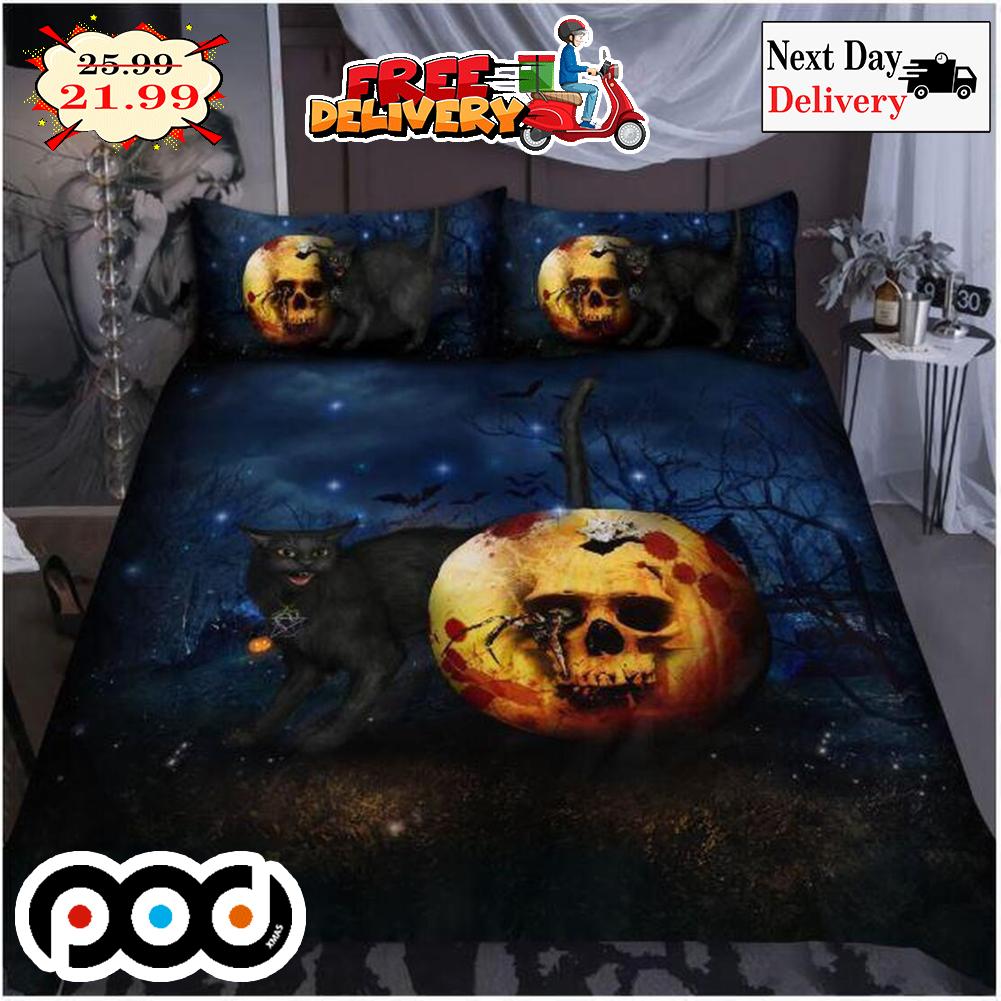 Halloween Pumpkins Black Cat Night Galaxy Blanket