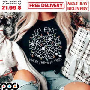 I'm Fine Everything Is Fine Decorative Lights Skull Shirt