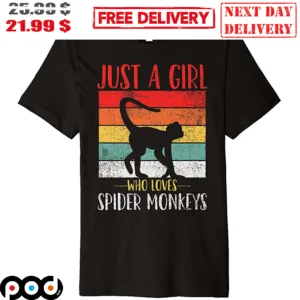 Just A Girl Who Loves Spider Monkeys Sunset Vintage Retro Shirt