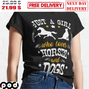 Just A Girl Who Loves Horses And Dog Vintage Retro Shirt