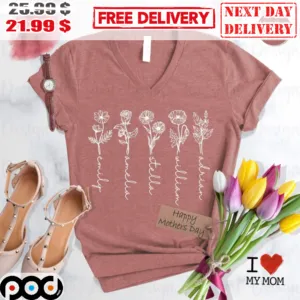 Custom Mother's Day Gift Birth Month Birth Flower Vintage 2023 Shirt