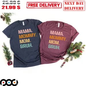 Mama Mommy Mom Bruh Heart Mom Vintage Retro 2023 Shirt