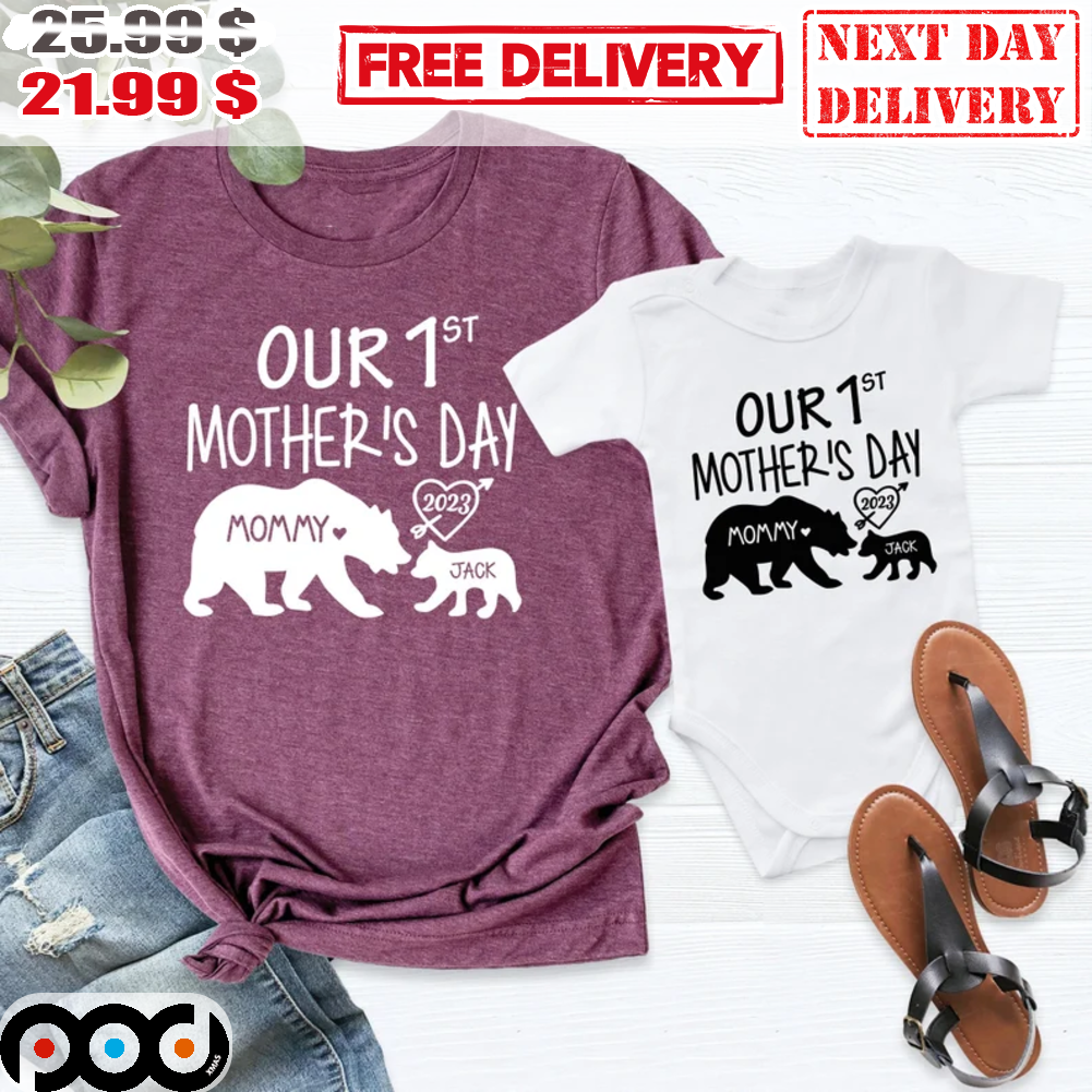 Our 1st Mother's Day Bear Custom Name Mommy and Me First Mothers Day Outfits Vintage Shirt