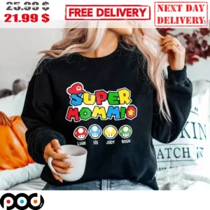 Super Mommio Custom With Names Funny Gamer Cute Mama Mother's Day Shirt