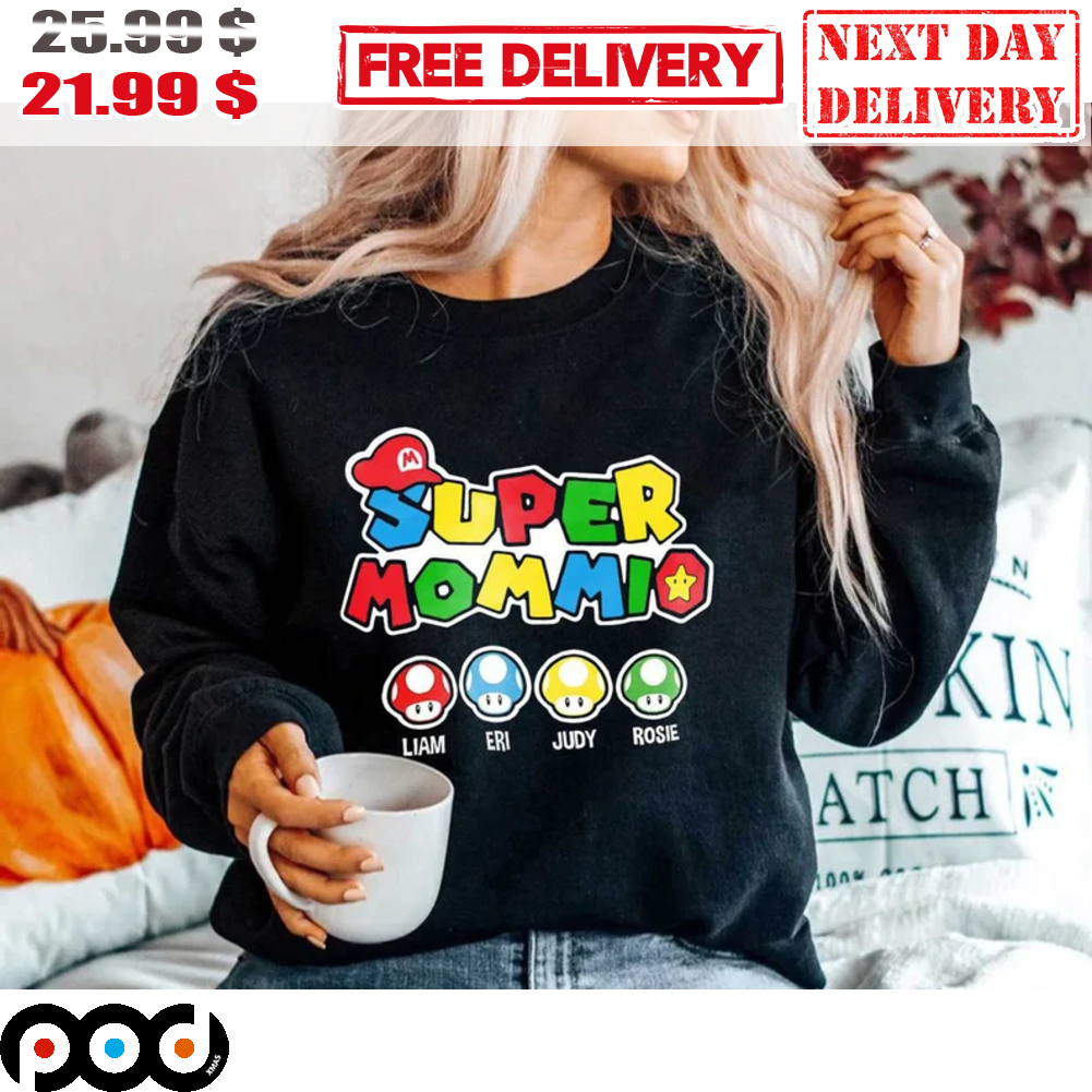 Super Mommio Custom With Names Funny Gamer Cute Mama Mother's Day Shirt