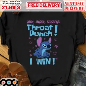 Rock Paper Scissors Throat Punch I Win Stitch Cute Shirt