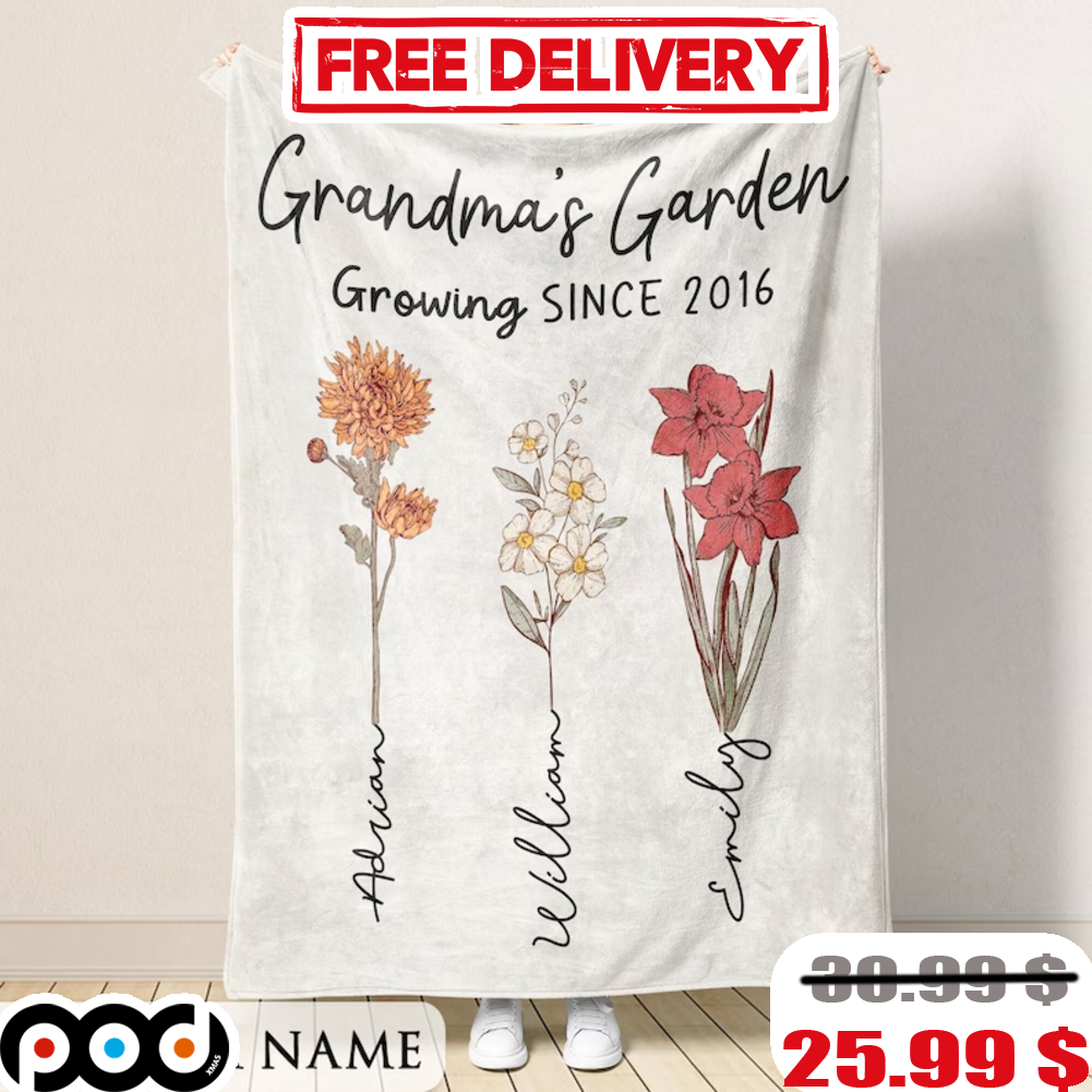 Custom Grandma's Garden Birth Flower Blanket