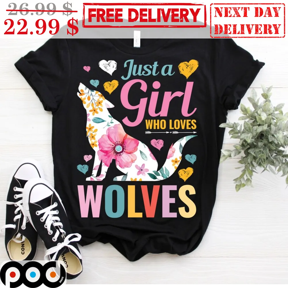 Just A Girl Who Loves Wolves Flower Heart Shirt