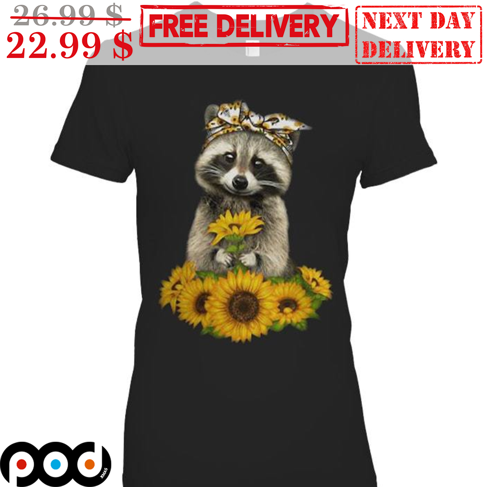 Racoon Sunflower Cute Bow Tie Vintage Racoon Lover Shirt