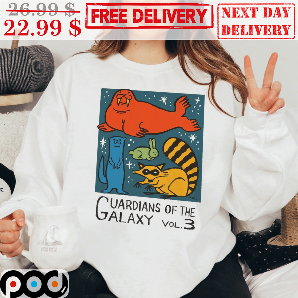 Guadians Of The Galaxy Vol 3 Rabbit Sea Lion Racoon Cute Art Colorful Shirt