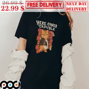 Here Comes Trouble Cat Gangster Cute Smoking Shirt