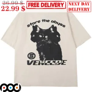 Stare The Abyss Veneede Cute Black Cat Shirt