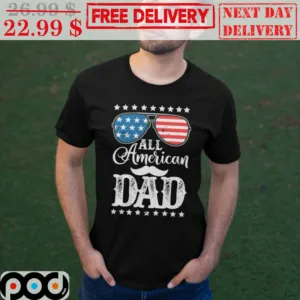All American Dad Glasses Beard America Flag Vintage Shirt