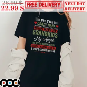 I'm the Crazy Nana Everyone Warned You About Mess With My Grandkids My Angels Vintage Shirt