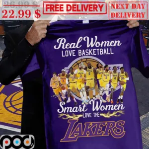 Real Women Love Basketball Smart Women Love The Lakers NBA Signature Vintage Shirt