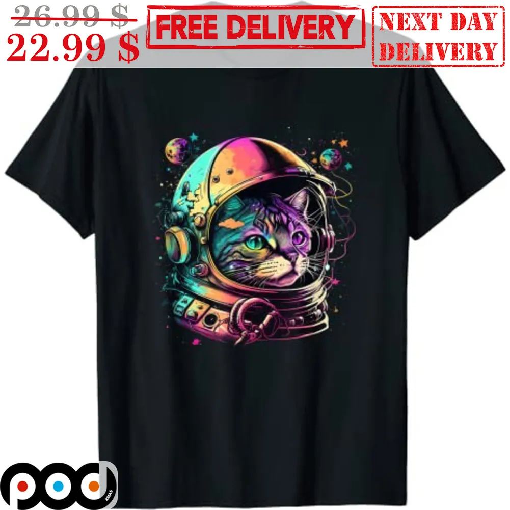 Astronaut Cat Space Cat Galaxy Art Colorful Shirt