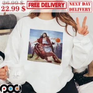 Jesus Play Basketball Vs Wolves Fun NBA Shirt