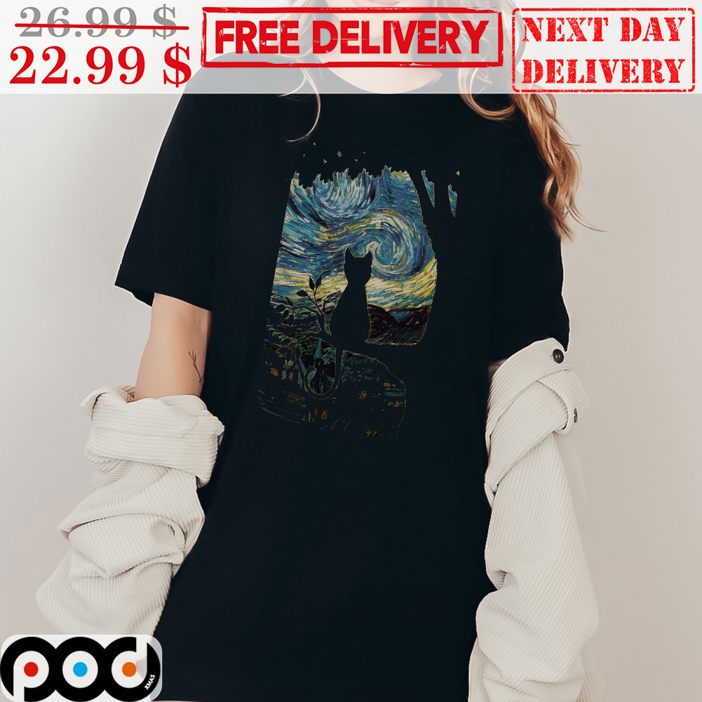 The Starry Night Cat Art Van Gogh Shirt
