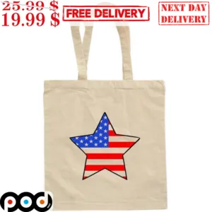 American Flag Star Vintage USA 4th Of July Tote Bag