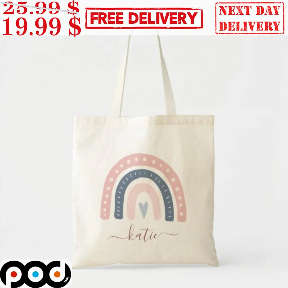 Custom Name Modern Pink And Blue Rainbow Boho 2023 Tote Bag