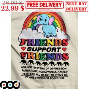 LGBTQ Elephent Friends Support Friends Pride Month Rainbow Cloud Cute Shirt