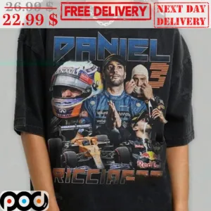 Daniel Ricciardo Red Bull Racing Vintage Print Quality Shirt