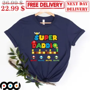 Super Daddio Custom Name Super Mario Father's Day Idea Shirt