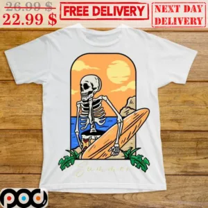 Skeleton Summer Beach Quality Print Shirt